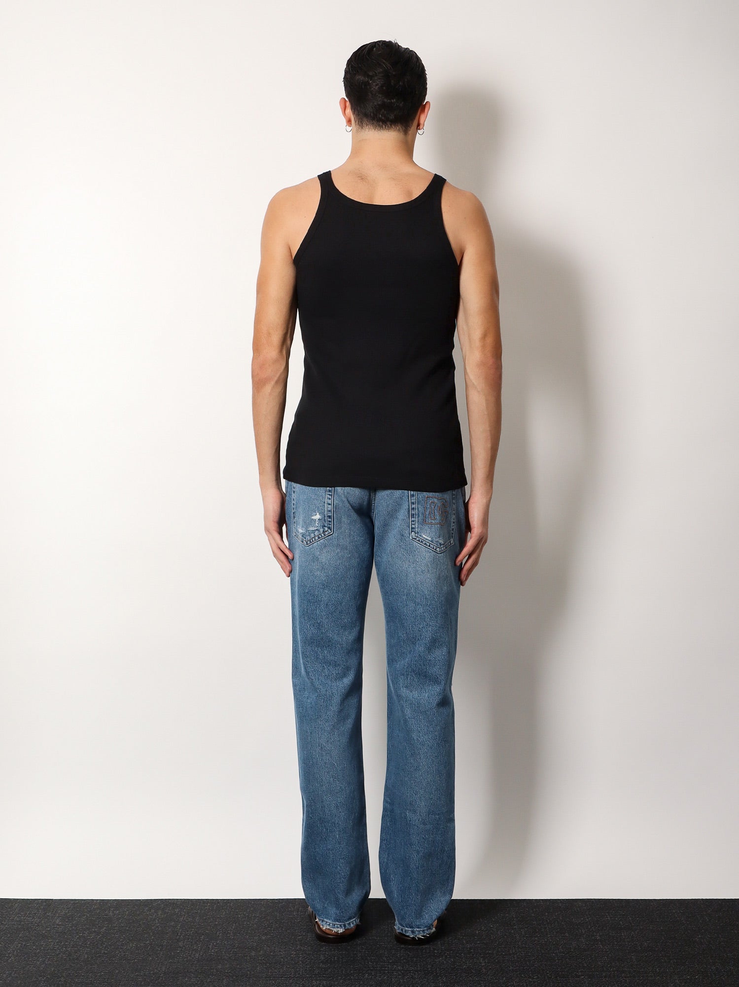 Dolce & Gabbana Men Ribbed Cotton Tank Top