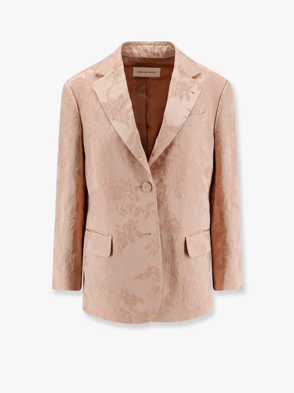 Dries Van Noten Women Jacquard Linen Blend Blazer With Floral Motif