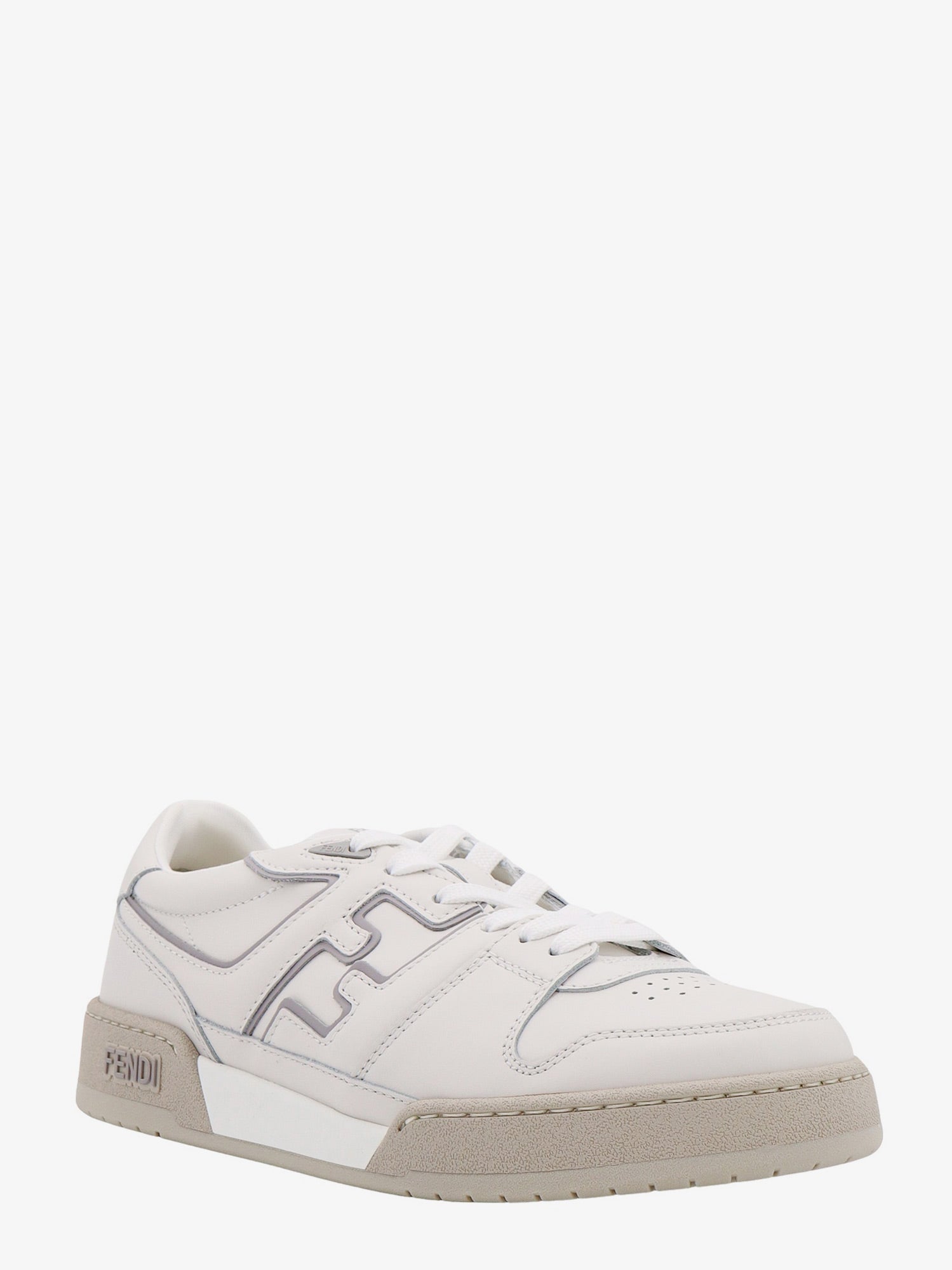 Fendi Men Leather Sneakers With Ff Lateral Logo
