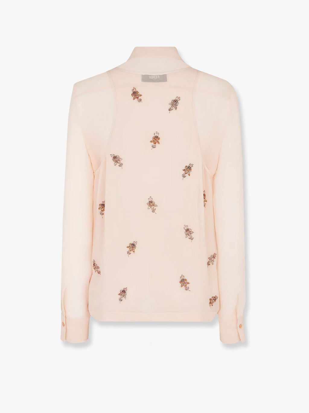 Fendi Women Georgette Top With Rhinestones And Sequins Embroidery