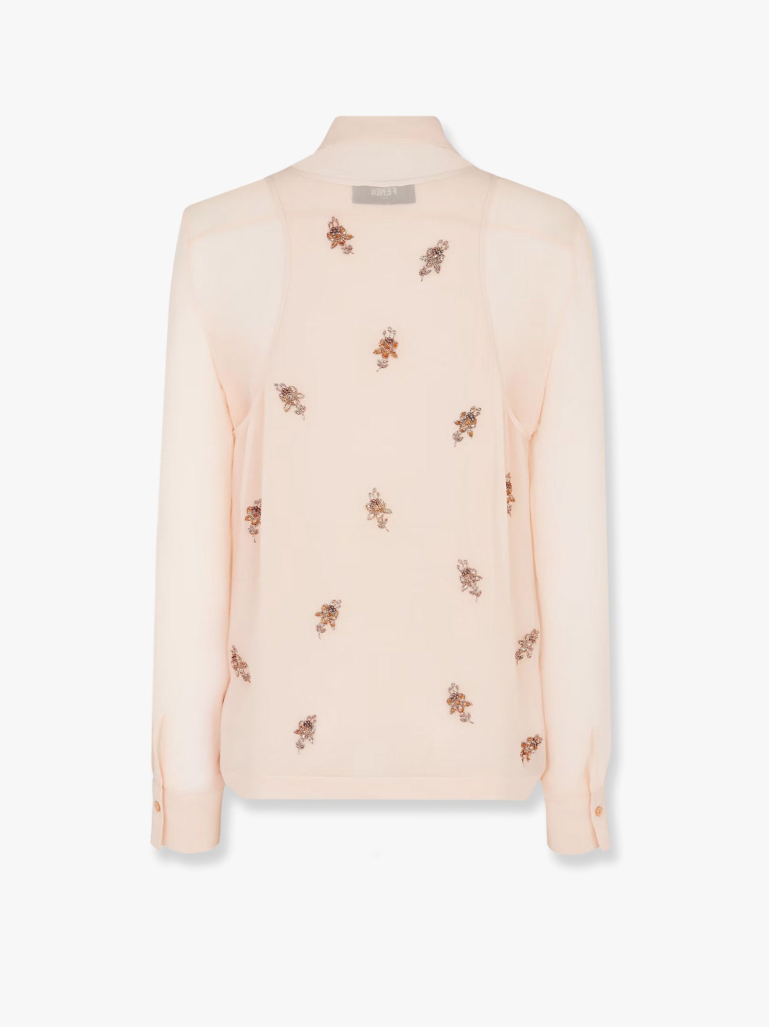 Fendi Women Georgette Top With Rhinestones And Sequins Embroidery