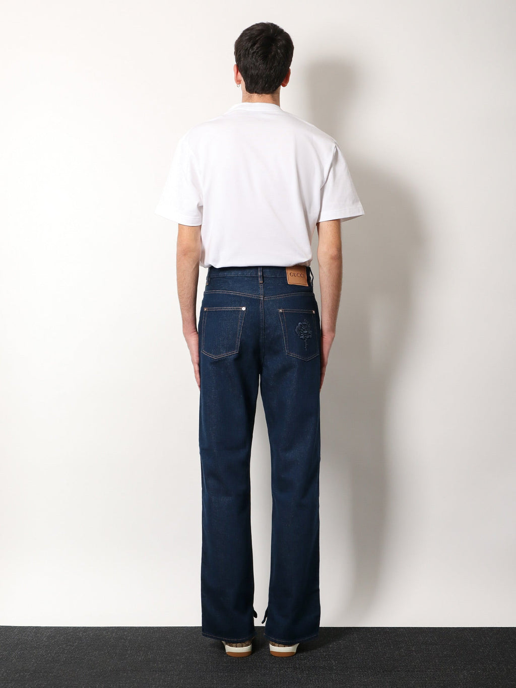 Gucci Men Cotton Jeans With Back Floral Print