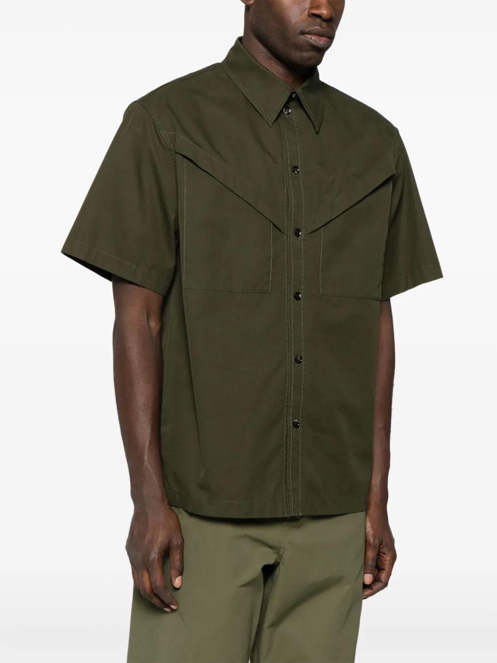 Bottega Veneta Men Light Cotton Twill Short Sleeved Shirt