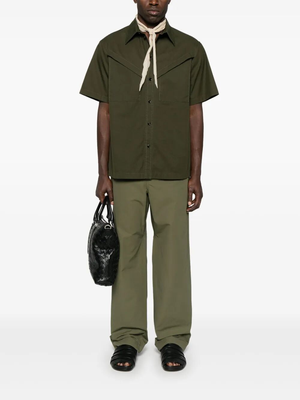 Bottega Veneta Men Light Cotton Twill Short Sleeved Shirt