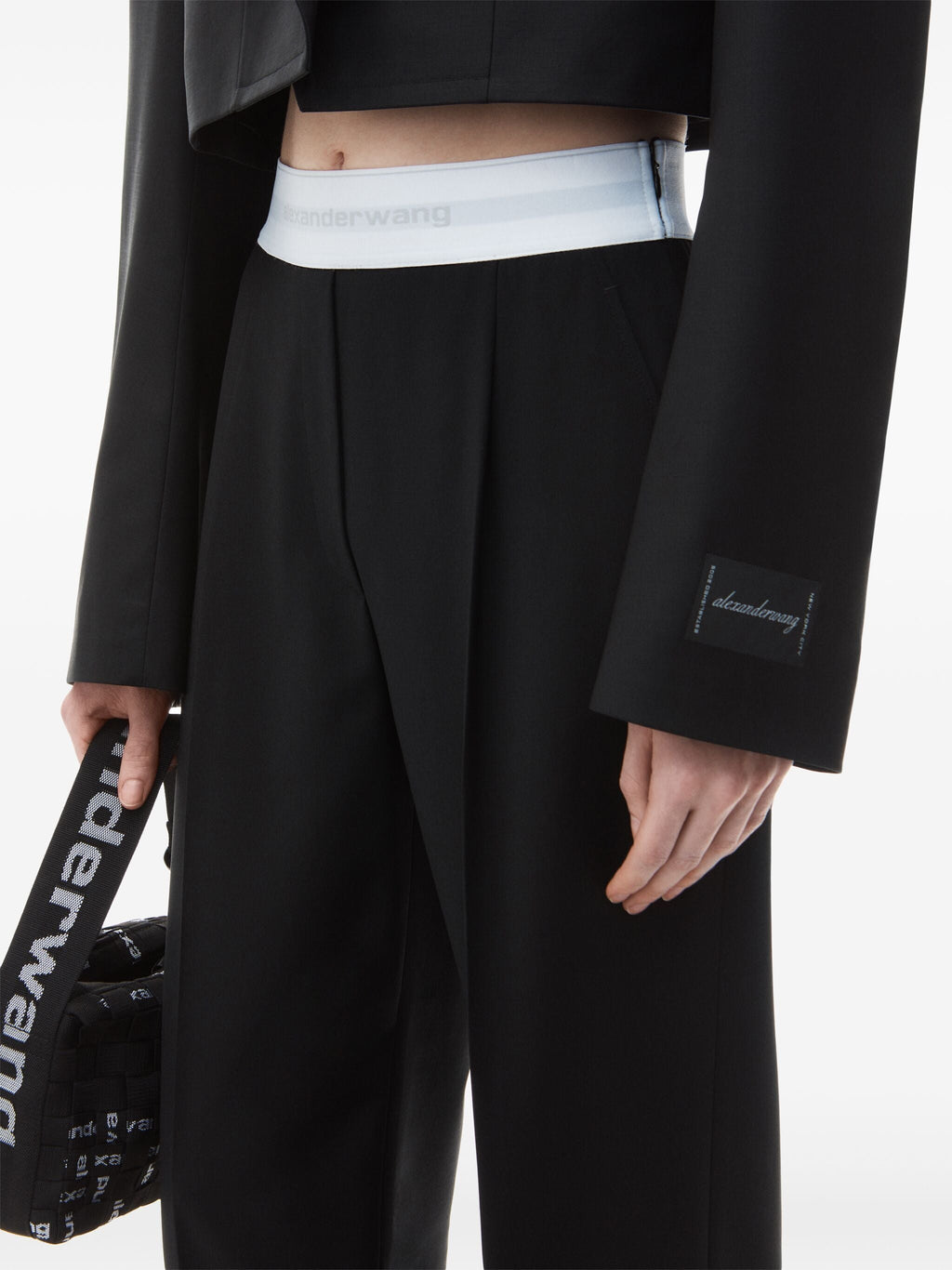 Alexander Wang Women High Waisted Pleated Pant With Logo Elastic