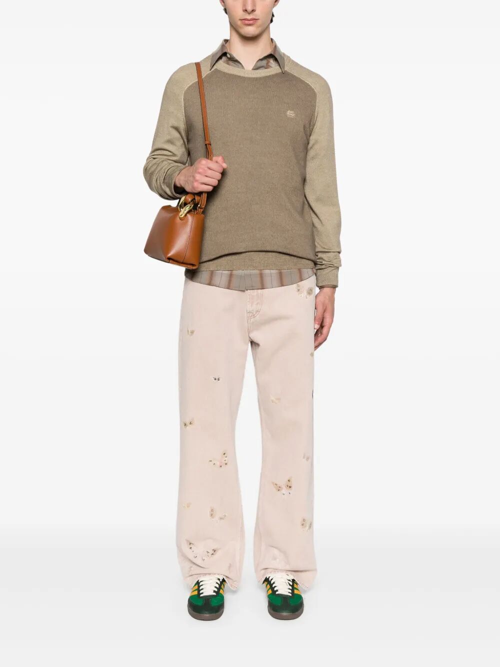 Etro Men Two-Tone Midweight Knit Wool Pullover