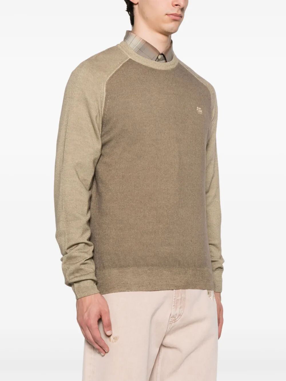 Etro Men Two-Tone Midweight Knit Wool Pullover