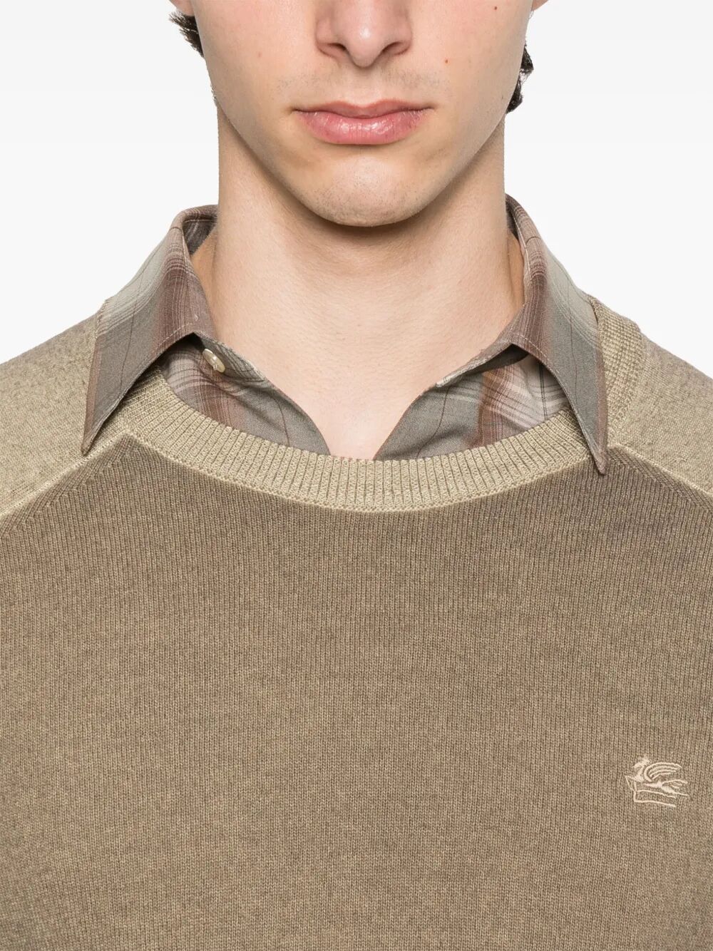 Etro Men Two-Tone Midweight Knit Wool Pullover