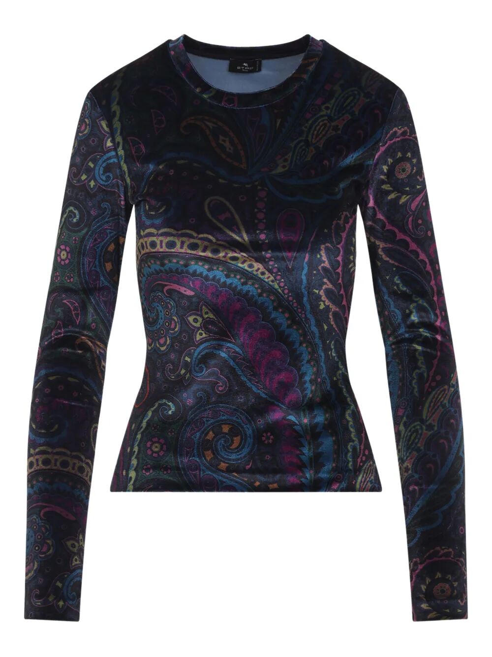 Etro Women Paisley-Print Long-Sleeved Velvet Top