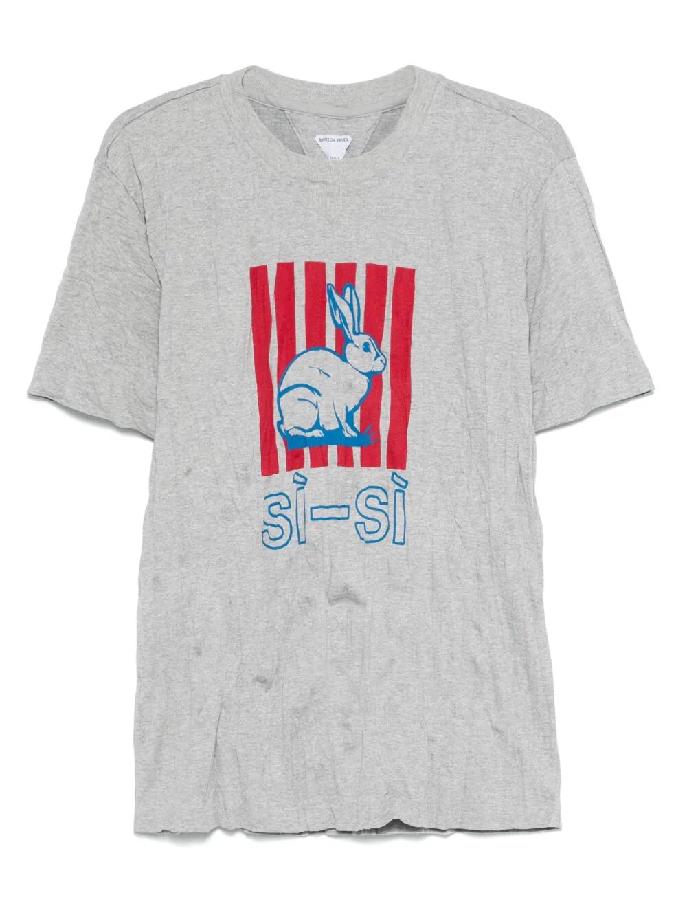 Bottega Veneta Men Graphic Rabbit-Print Crushed Cotton Jersey T-Shirt