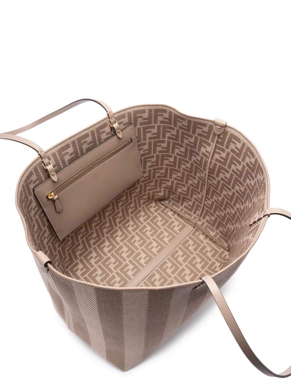 Fendi Women Pequin Striped And Ff Fabric Roll Large Reversible Shopper