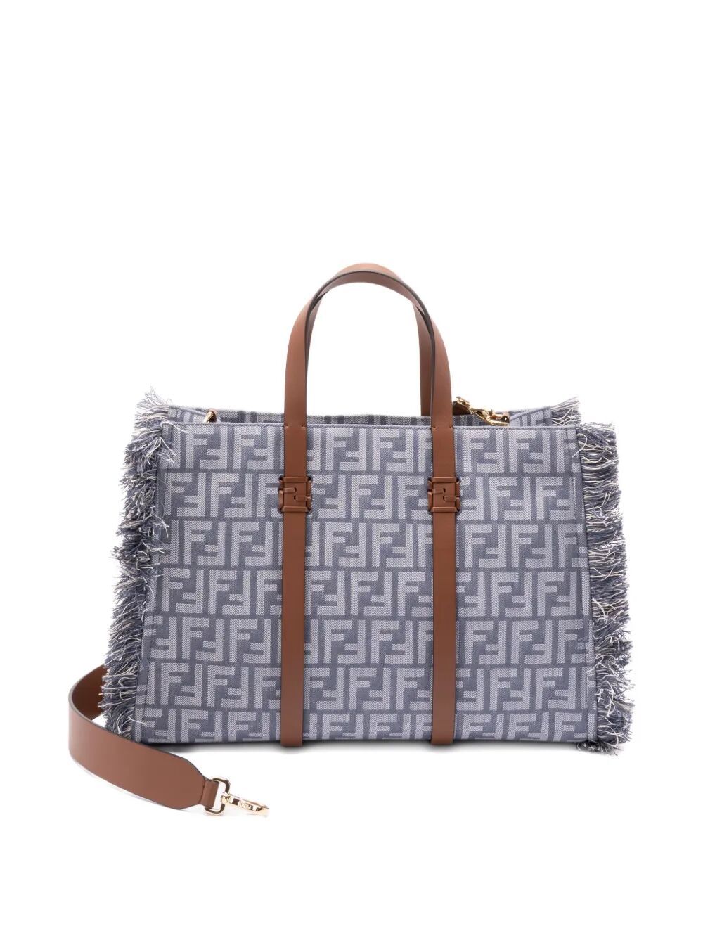 Fendi Women Summer Tote Denim-Effect Ff Jacquard Bag