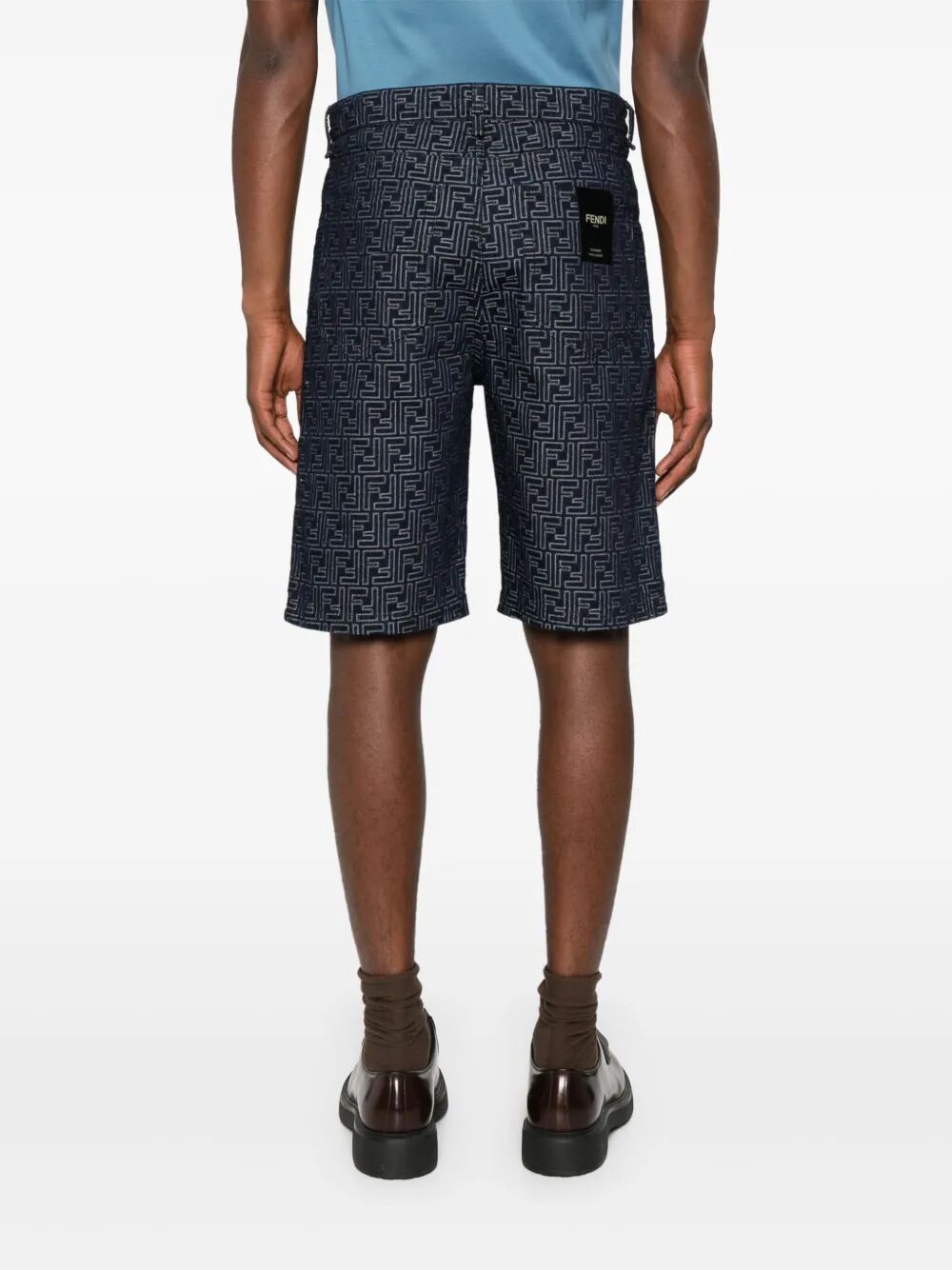 Fendi Men Ff Jacquard Denim Shorts