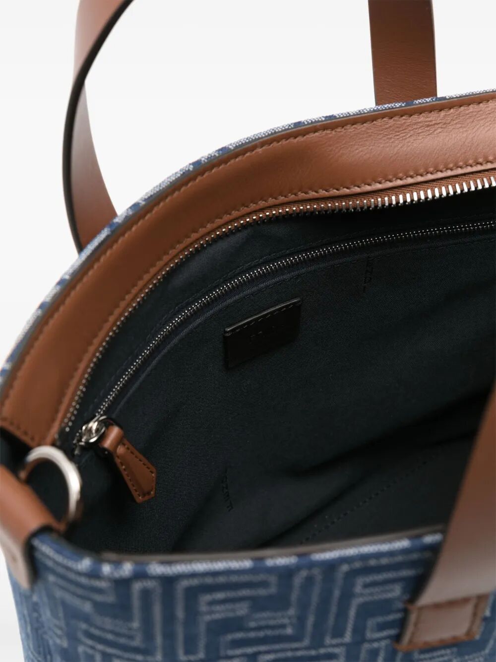 Fendi Men Denim Effect Ff Jacquard Small Shopping Bag