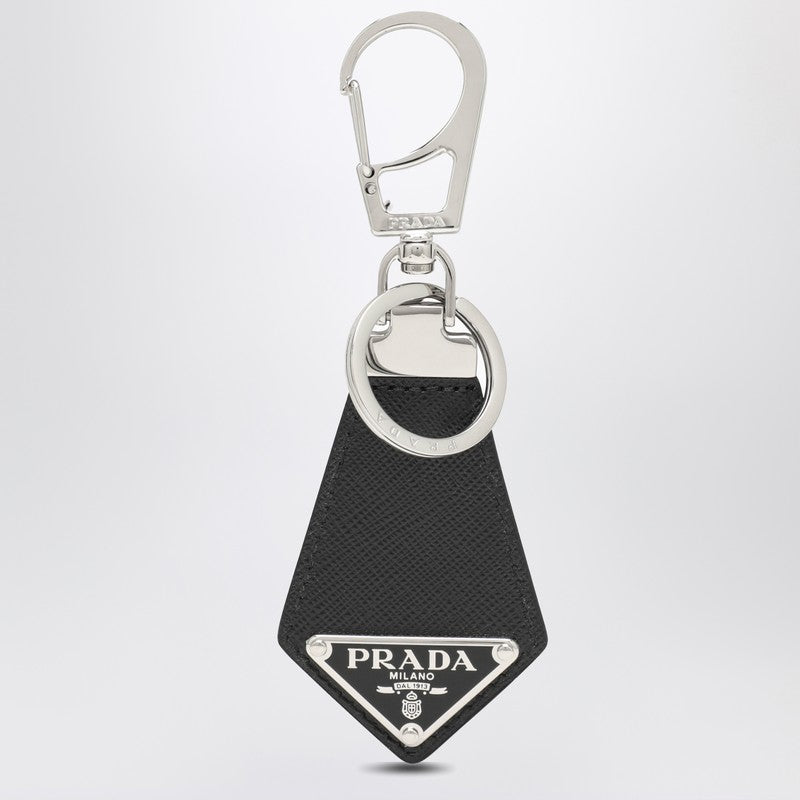Prada Black Saffiano Key Holder With Logo Men