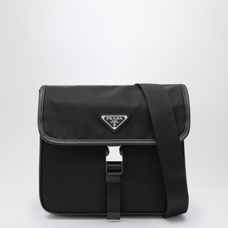 Prada Shoulder Bag In Re-Nylon And Black Saffiano Men