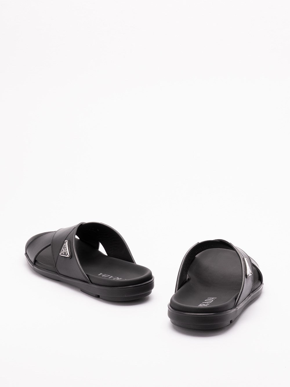Prada Men Leather Crisscross Sandals