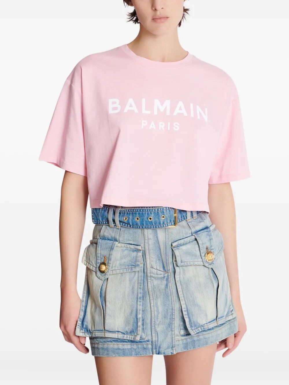 Balmain Women Balmain Printed Cropped T-Shirt