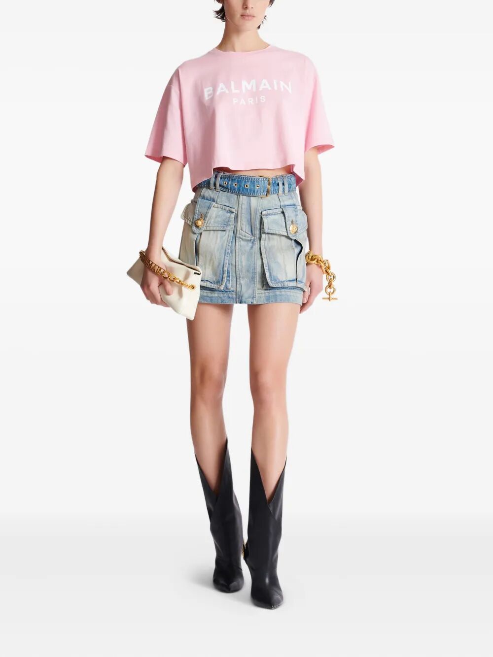 Balmain Women Balmain Printed Cropped T-Shirt
