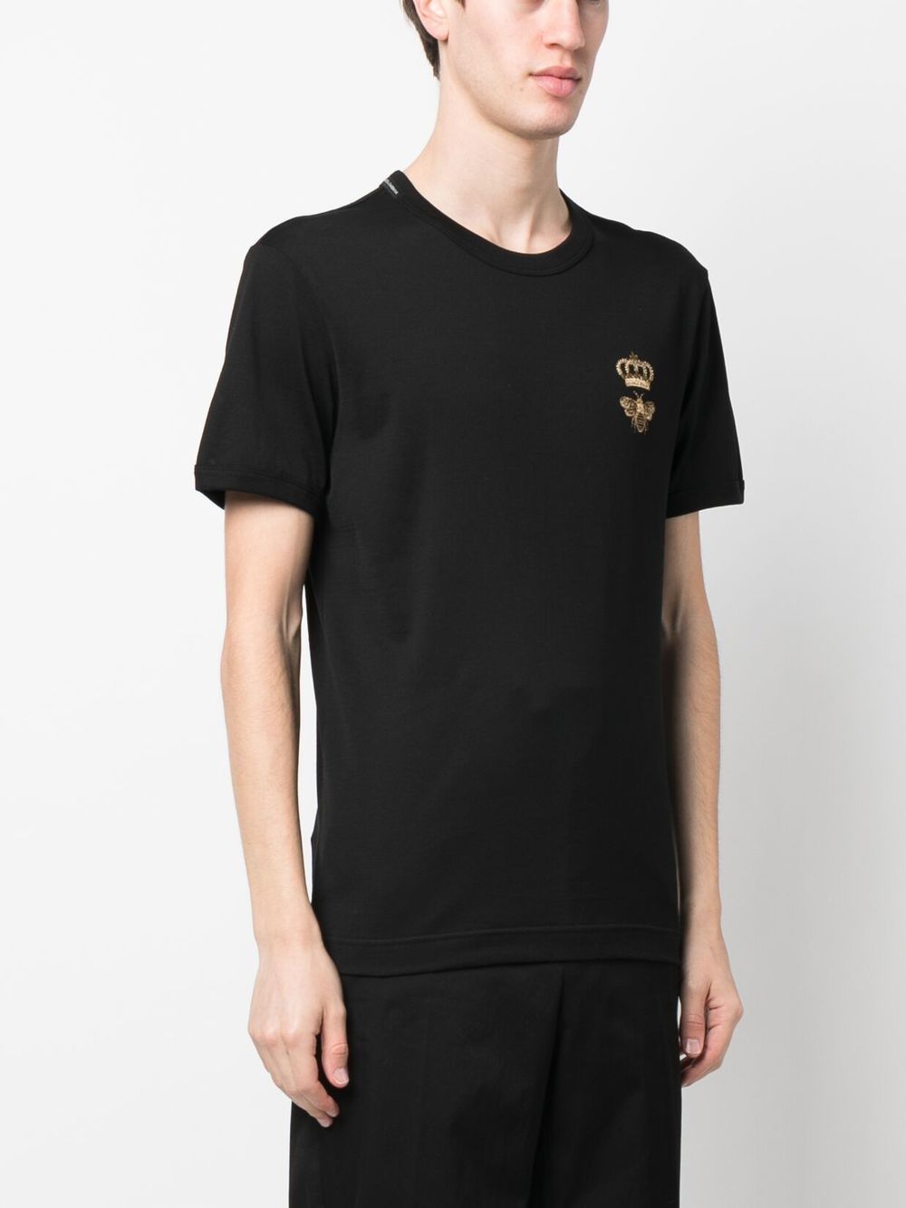 Dolce & Gabbana Men Cotton Jersey T-Shirt With Lurex Embroidery