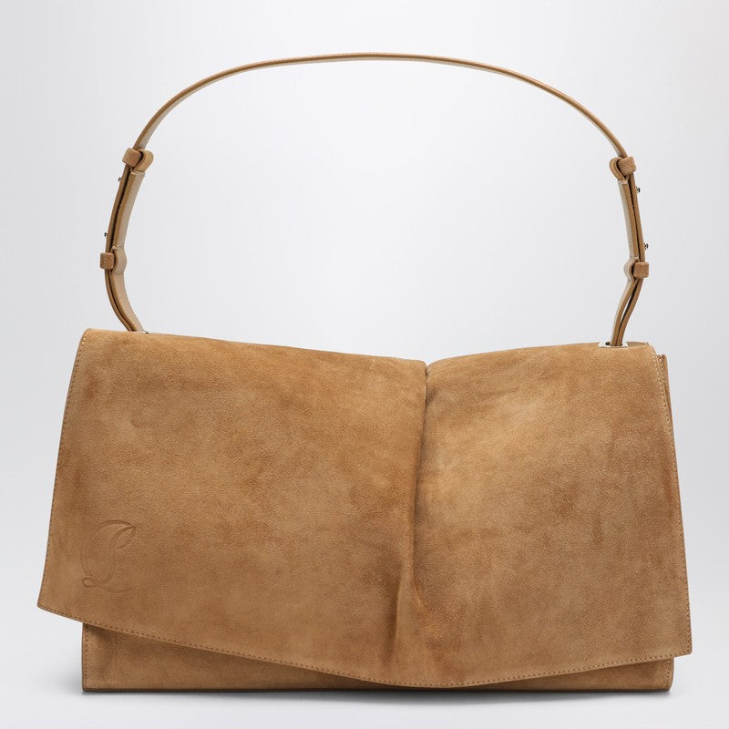 Christian Louboutin Baggy Small Beige Shoulder Bag In Suede Women
