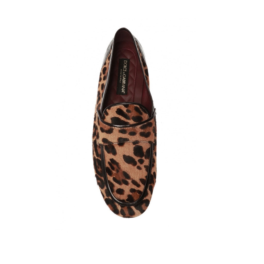 Dolce & Gabbana Leopard Print Pony Hair Loafers Men