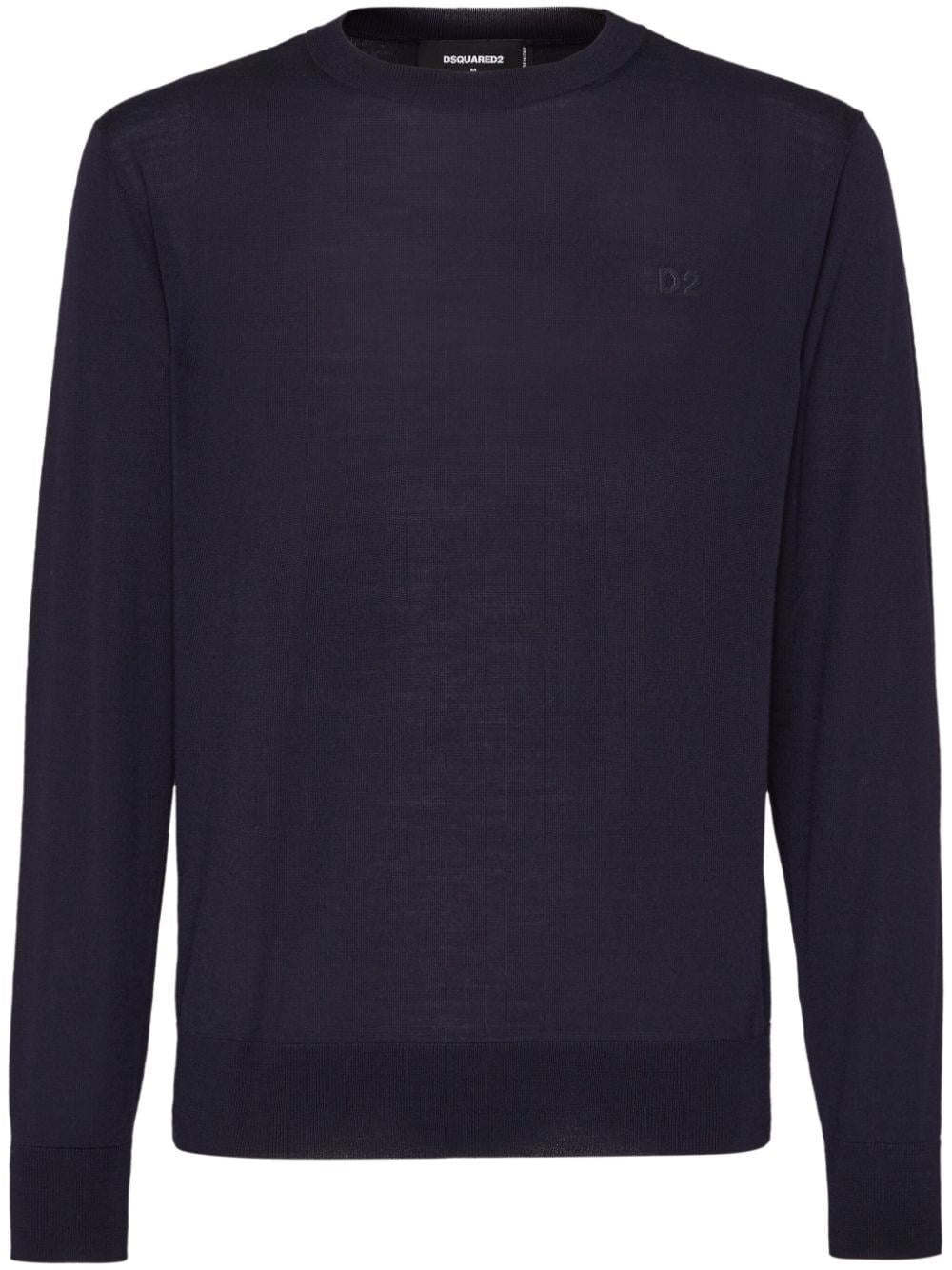 Dsquared2 Men `D2` Wool Crew-Neck Sweater