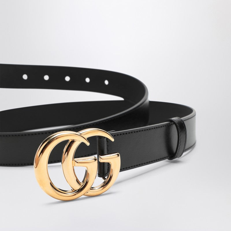 Gucci Black Belt With Double Gg Buckle Men