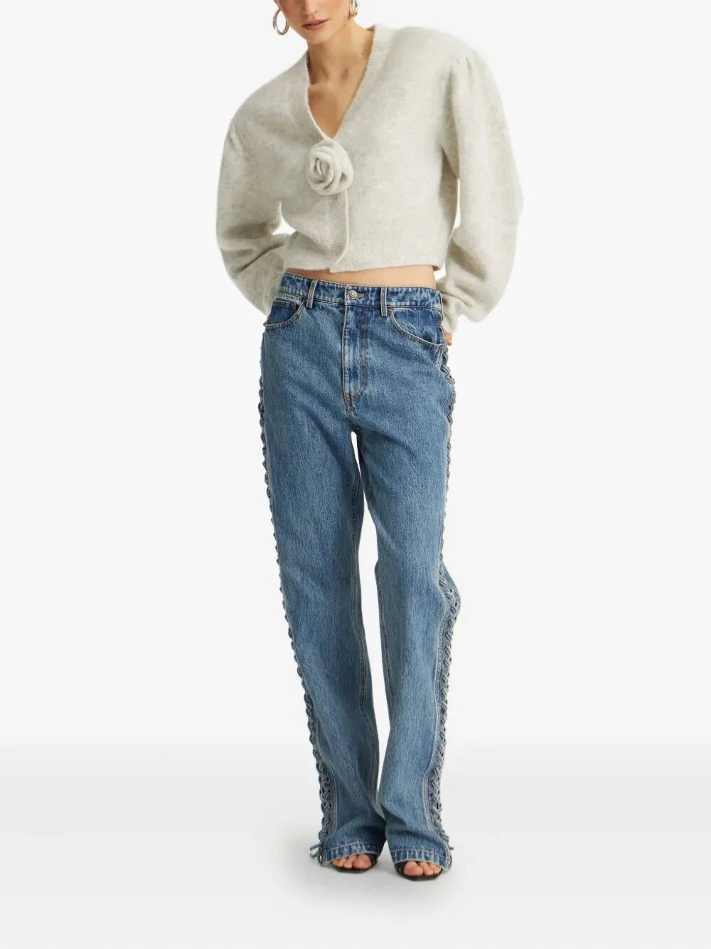 Rotate Women Laced Straight Leg Jeans