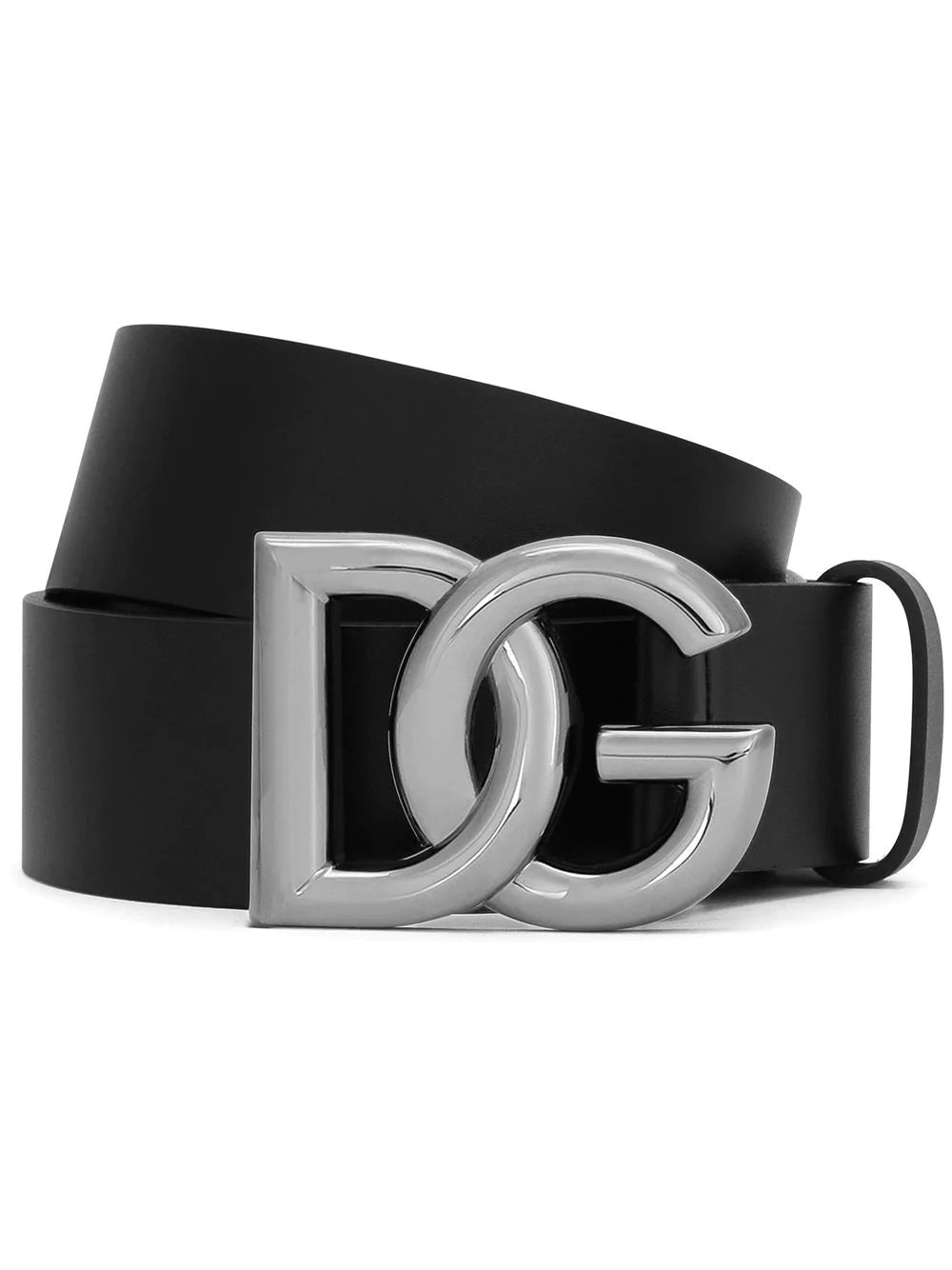 Dolce & Gabbana Men Leather Belt With Dg Logo Buckle