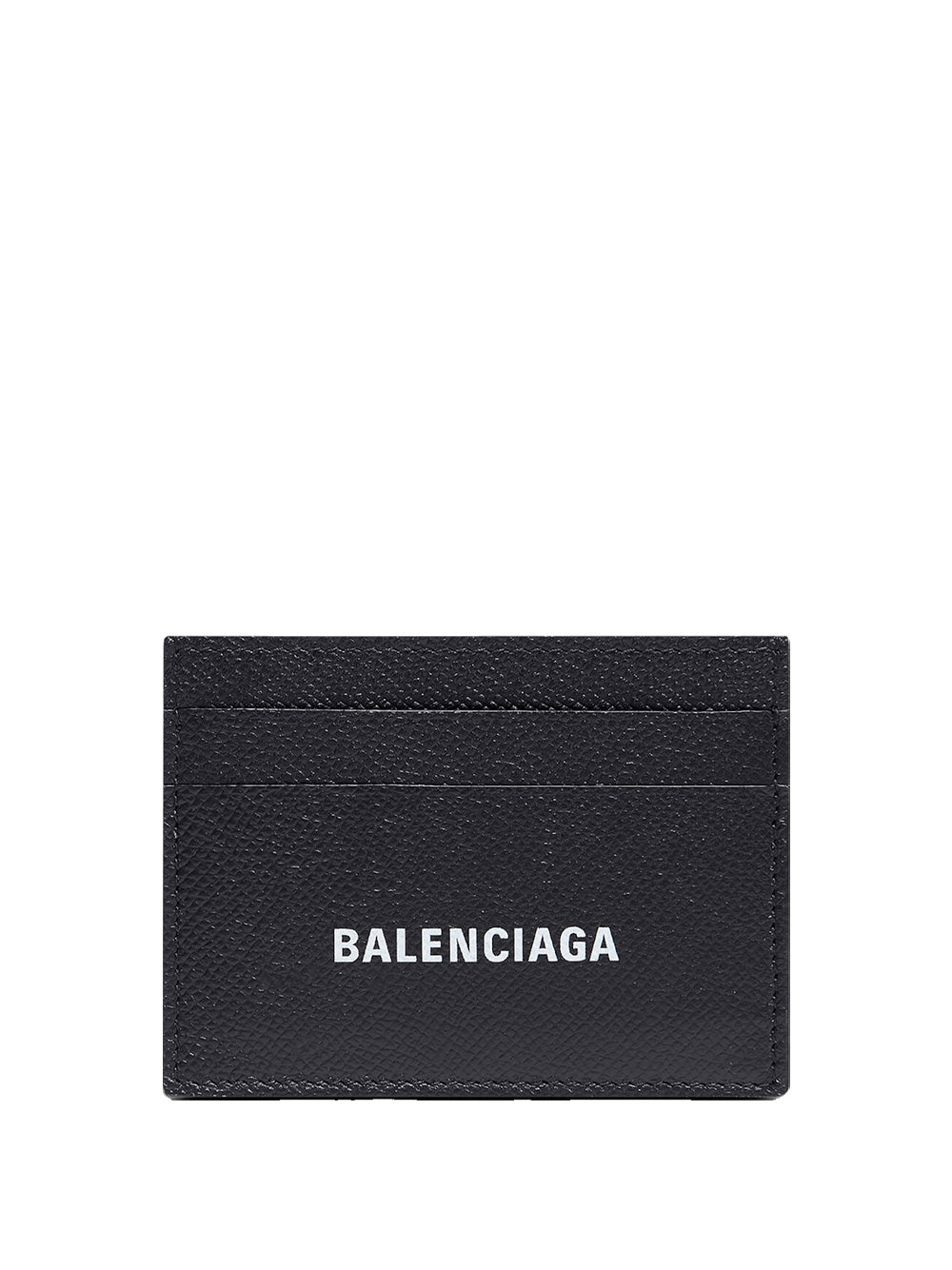 Balenciaga Men Logo-Print Grained Leather Card Holder