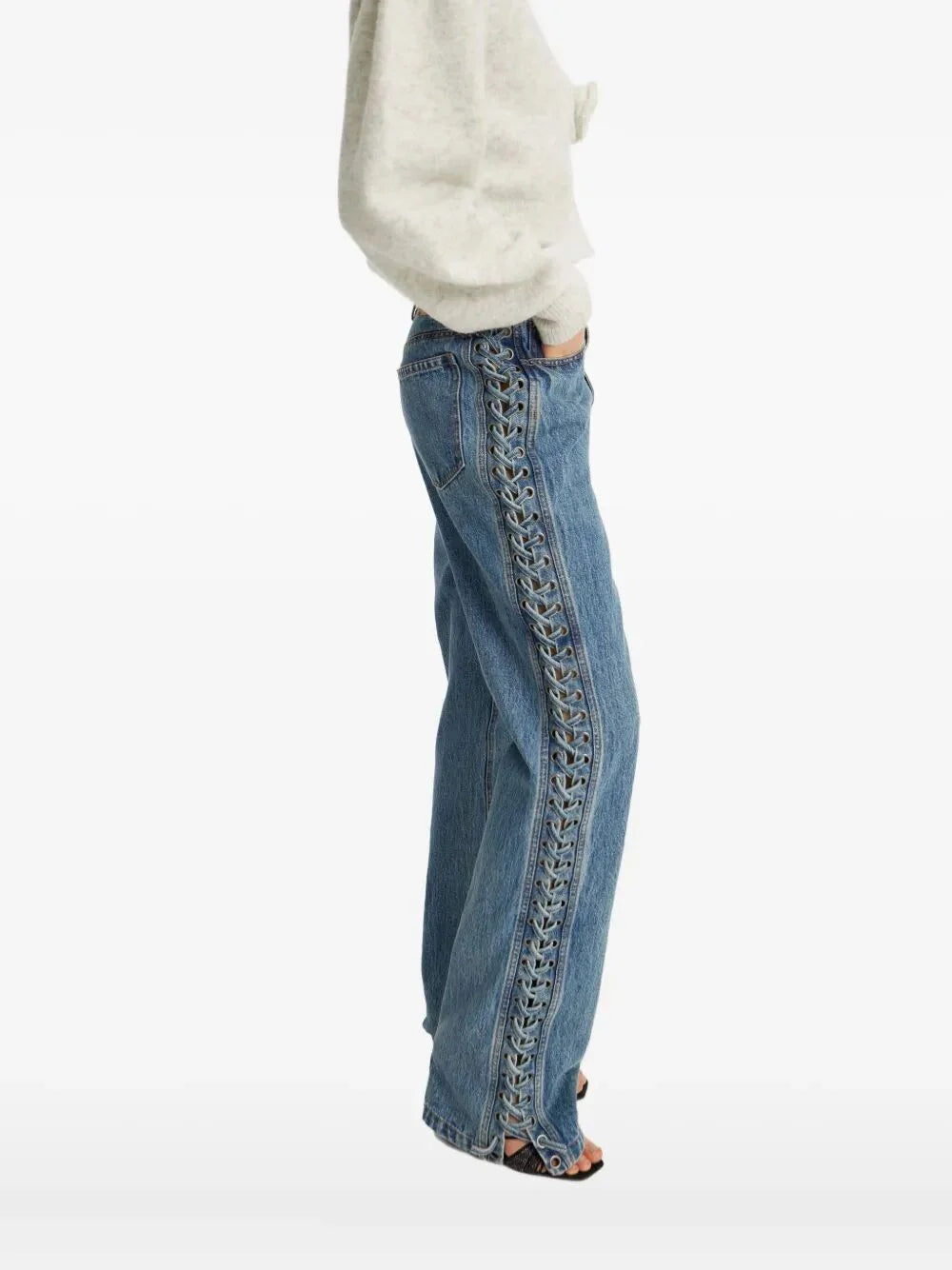 Rotate Women Laced Straight Leg Jeans