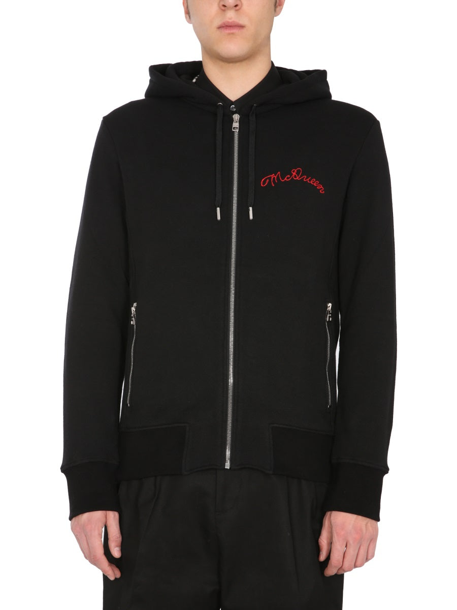 Alexander Mcqueen Men Hooded Sweatshirt With Zip
