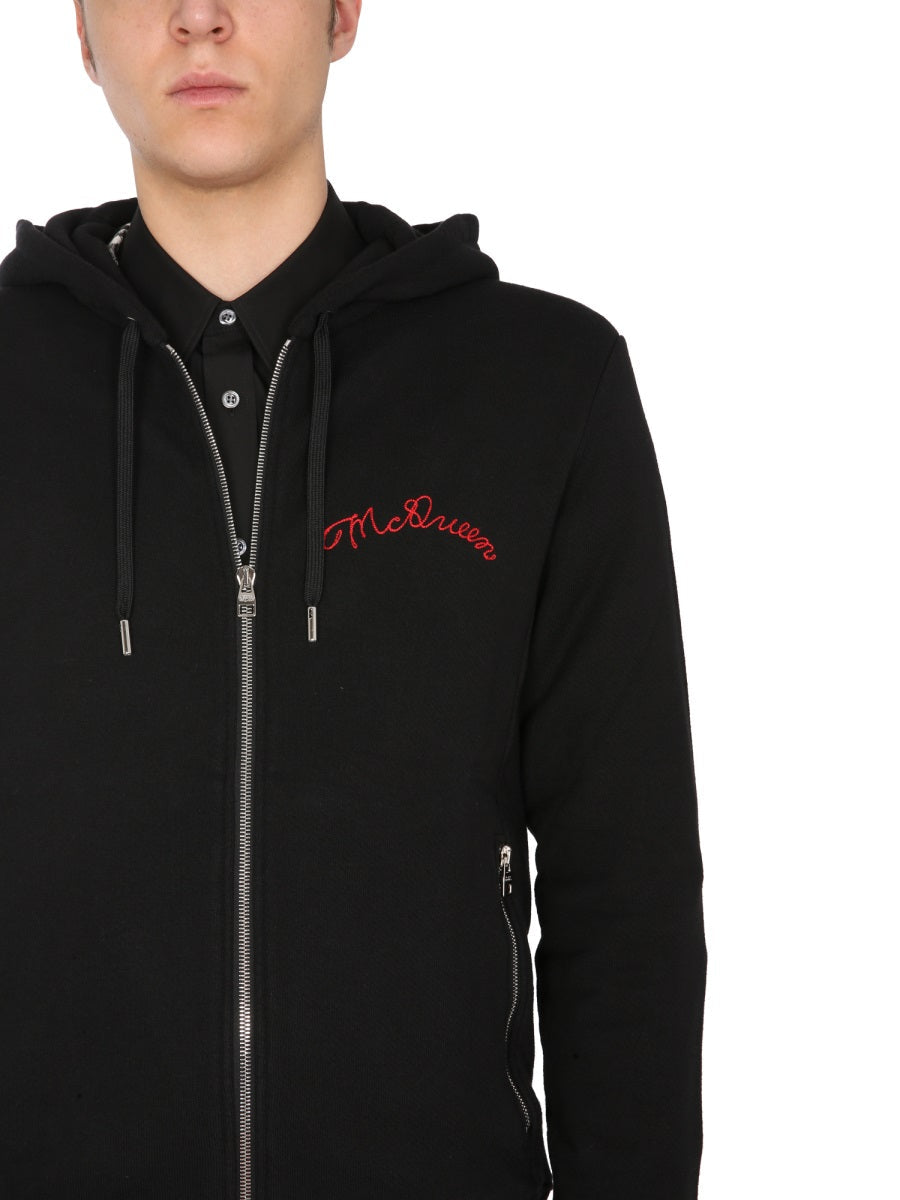 Alexander Mcqueen Men Hooded Sweatshirt With Zip