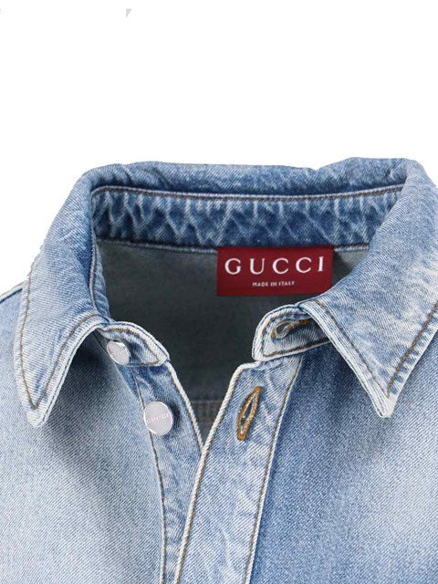 Gucci Men Denim Logo Shirt
