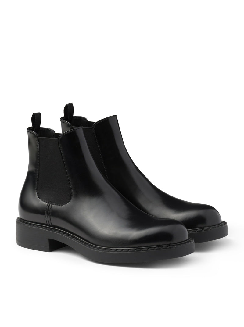 Prada Men Brushed Leather Chelsea Boots