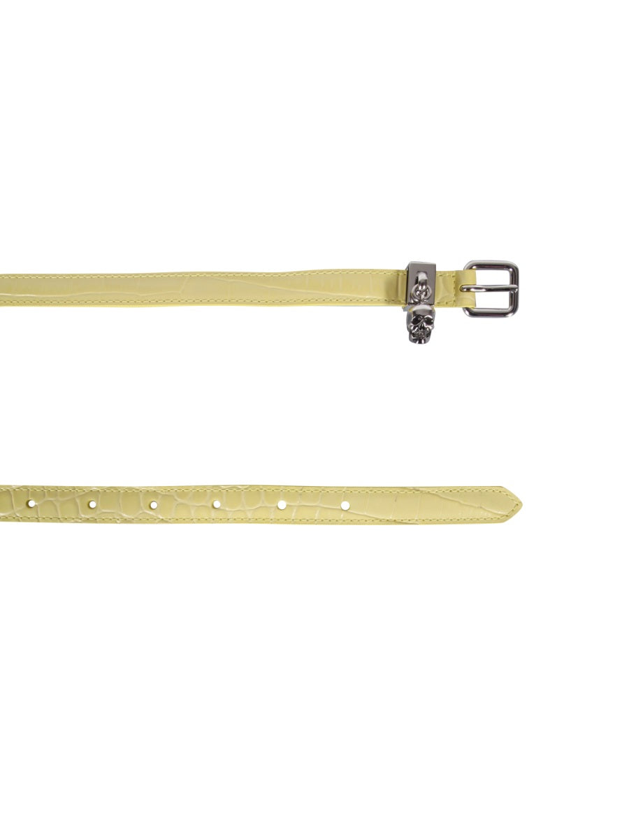 Alexander Mcqueen Women Double Belt With Skull And Pavè