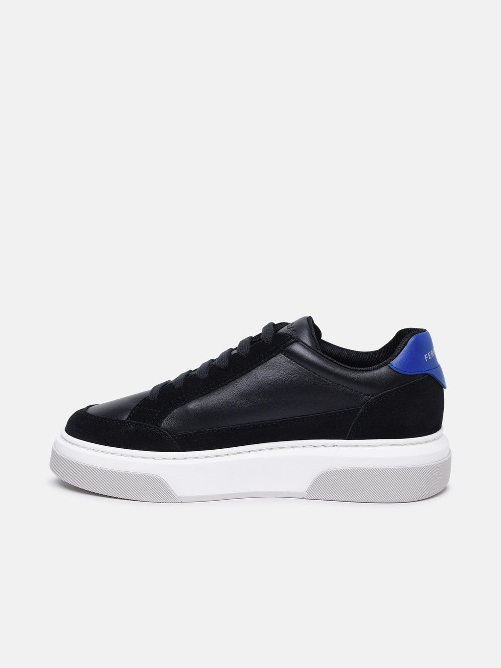 Ferragamo Men Cassina' Black Leather Blend Sneakers