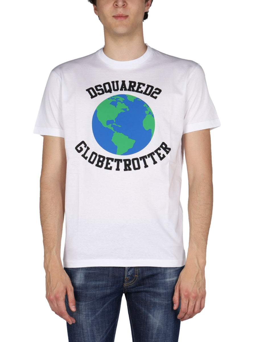 Dsquared Men "Globetrotter" T-Shirt With Print