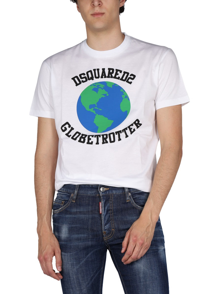 Dsquared Men "Globetrotter" T-Shirt With Print
