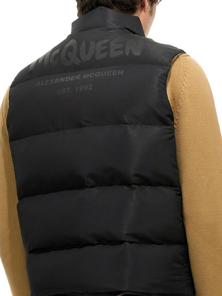 Alexander Mcqueen Men Graffiti Logo Print Down Vest