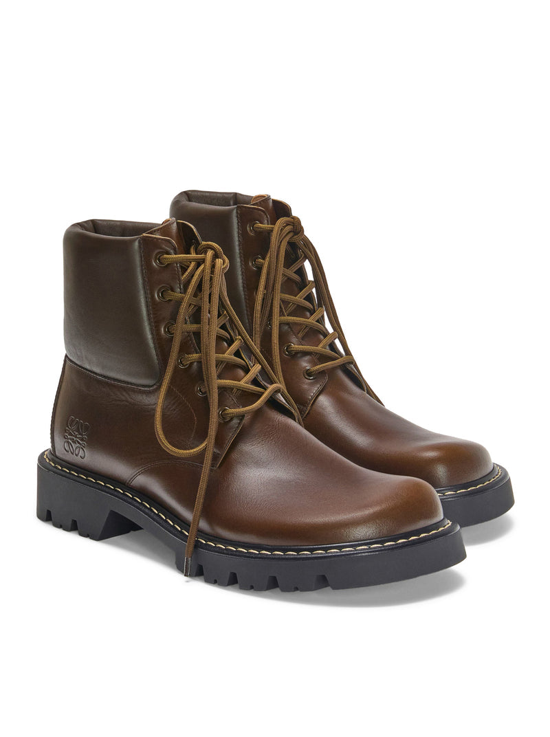 Loewe Men Sierrain Military Ankle Boots Vegetable Tanned Calfskin