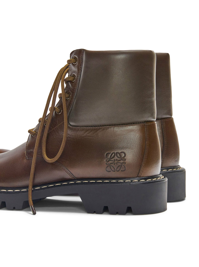 Loewe Men Sierrain Military Ankle Boots Vegetable Tanned Calfskin