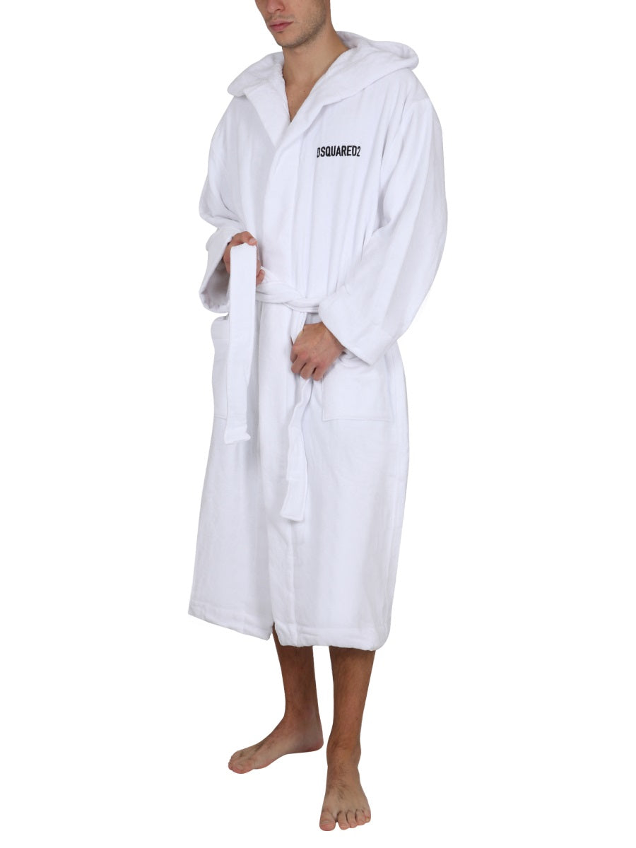 Dsquared Unisex Bathrobe With Logo