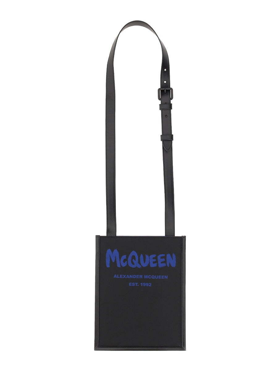 Alexander Mcqueen Men Smartphone Bag With Graffiti Logo