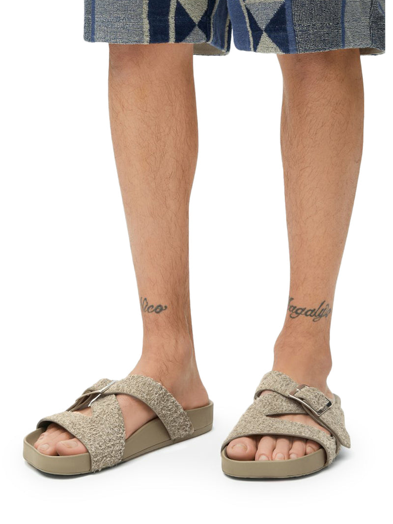 Loewe X Paula`S Ibiza Men Ease Buckle Clogs In Brushed Suede