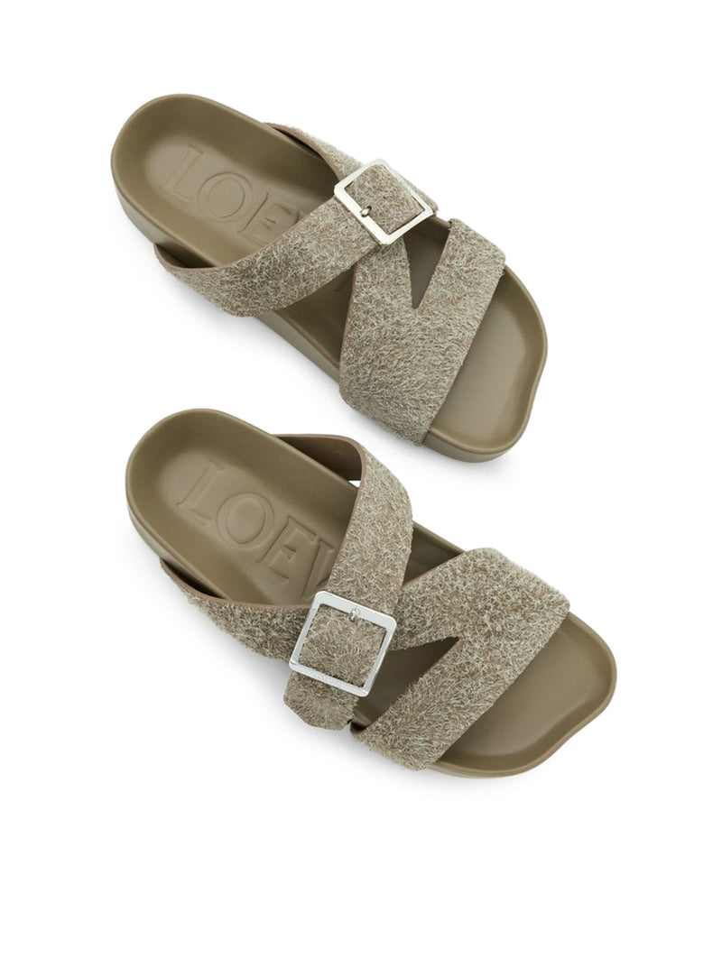 Loewe X Paula`S Ibiza Men Ease Buckle Clogs In Brushed Suede