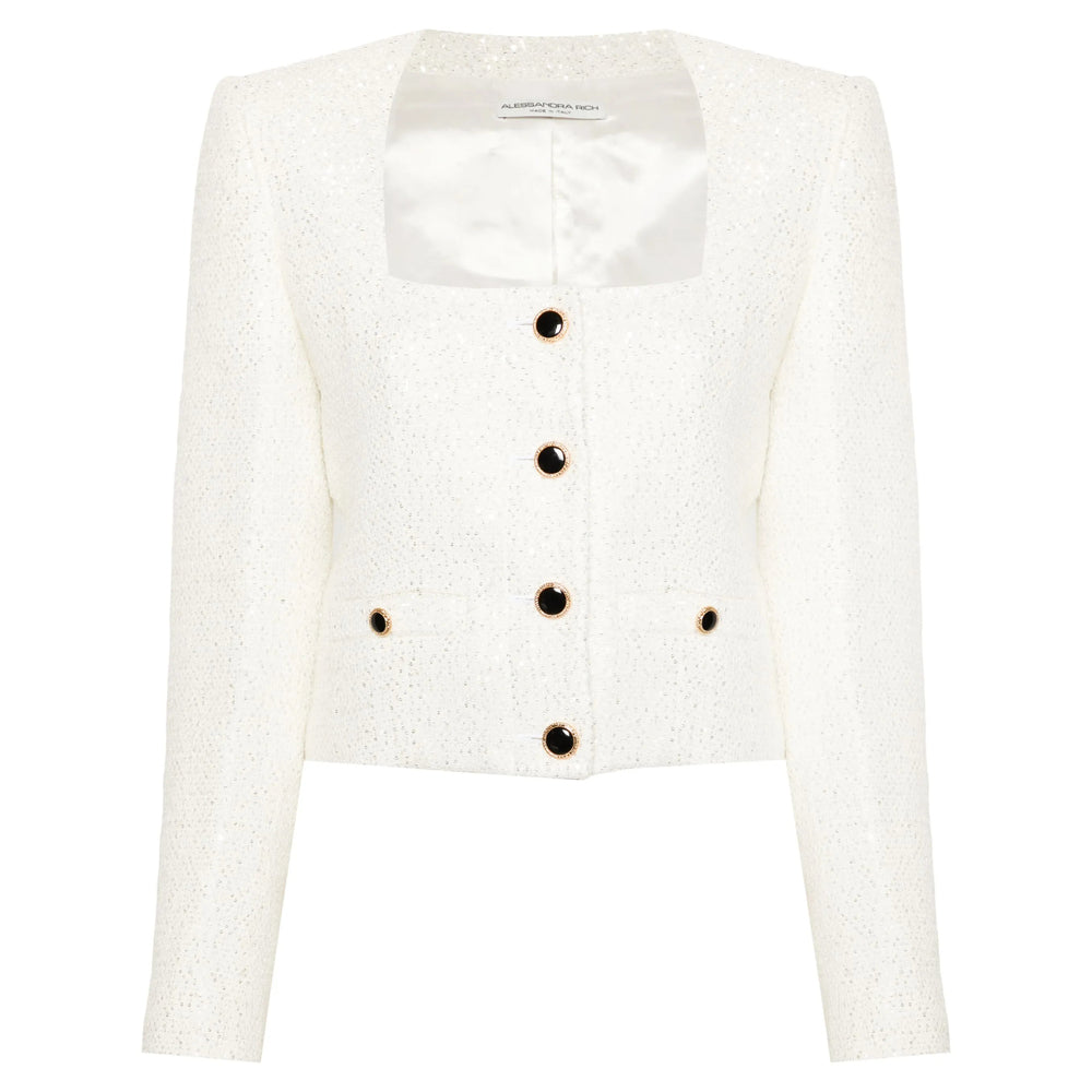 Alessandra Rich White Jackets - Tweed Jackets Women