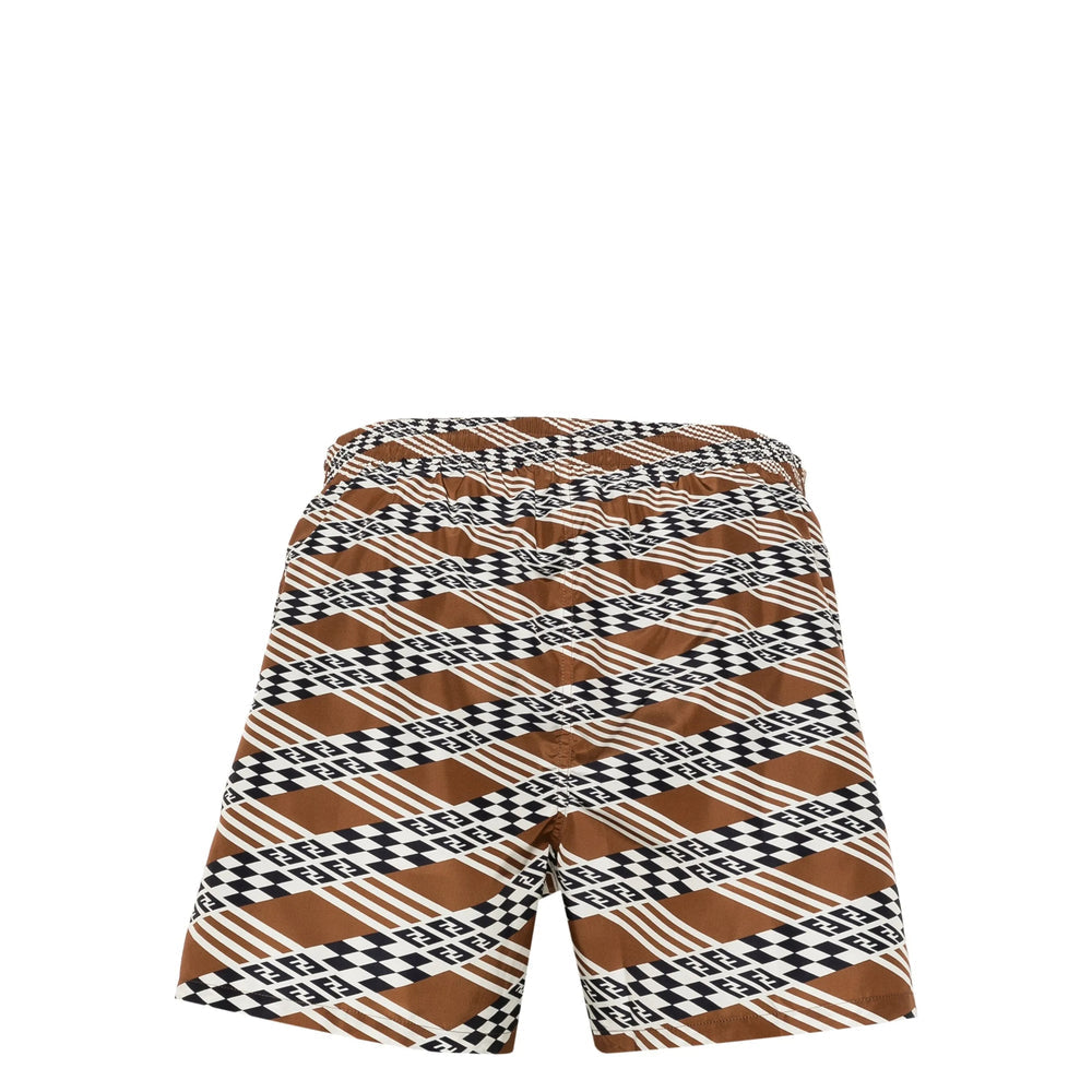 Fendi Brown Beachwear - Swim Shorts Men