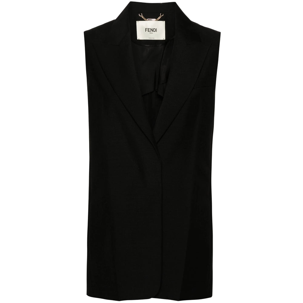 Fendi Black Jackets - Waistcoat & Gilets Women